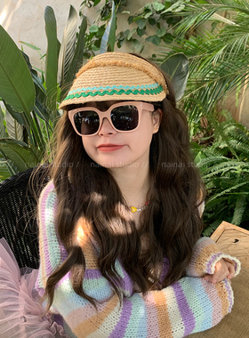 粉色墨镜!颜g色超好看的~凹造型网红显脸小遮阳方形太阳眼镜女潮