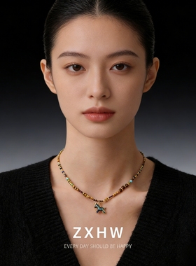 复古轻奢独角兽吊坠锁骨链女款