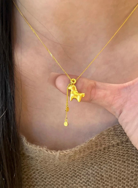 沙金马上有钱花流苏吊坠项链