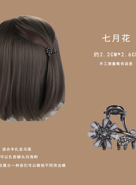 精致黑色水晶抓夹小号高级感碎发刘海夹边夹发夹后脑勺半扎发卡女