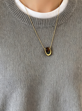 简约风金色圆环项链细链