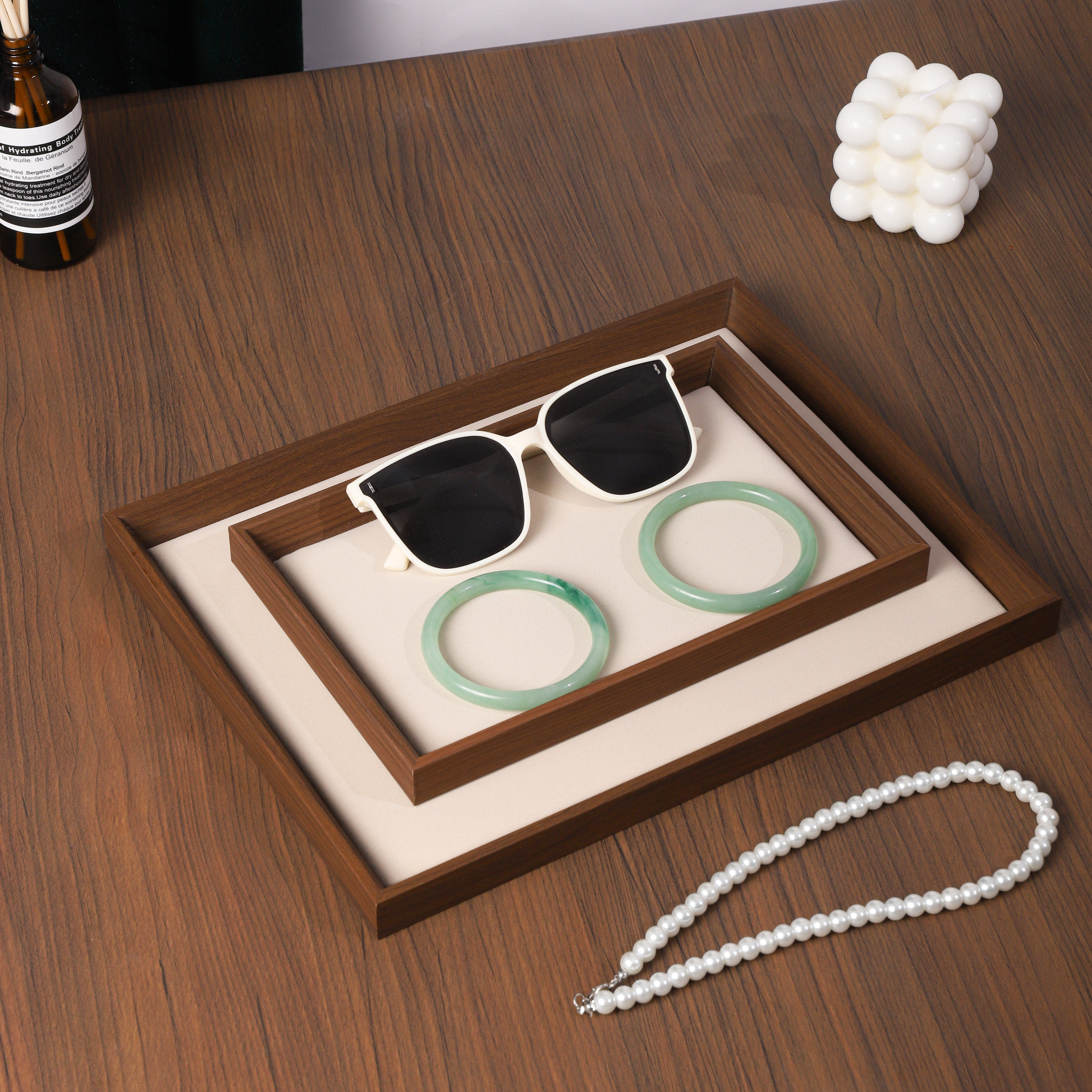 便雅胡桃色超迁珠宝柜台看托盘首饰展示盘项链饰品眼镜陈列道具盘,淘宝优惠券,粉丝福利购,淘宝优惠卷