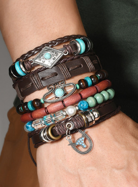 欧美牛仔风手链牛头马蹄造型