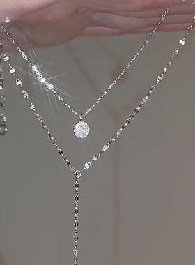 女生轻奢叠戴项链双层流苏