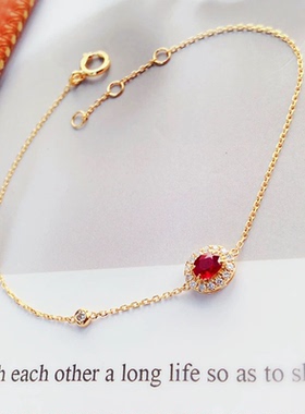 精致复古红色锆石手链可叠戴配饰