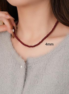 玻璃珍珠安可拉红珍珠项链毛衣链