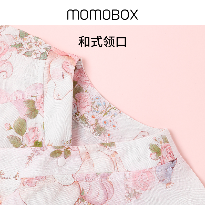 momobox婴幼儿衣服夏季一周岁女宝宝礼服薄款哈衣夏装短袖连体衣