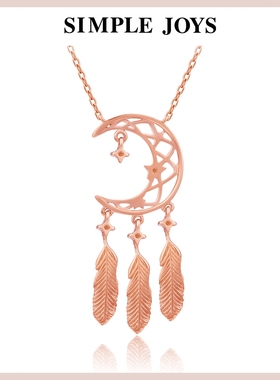 波西米亚风月亮捕梦网金钻石项链