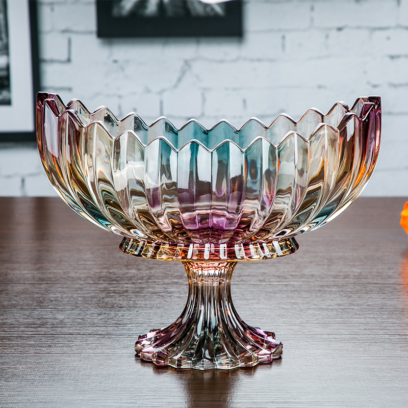特大号果盘水晶玻璃创意高脚干果盘欧式创意 现代 客厅水果盘子 - 图0