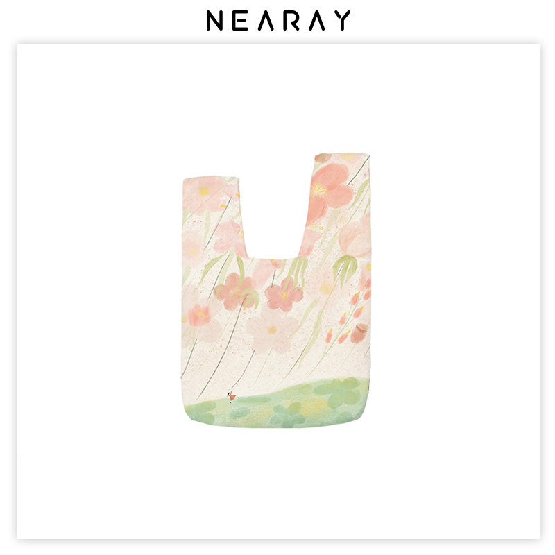 尼睿x矢月关马 新款清新手腕包包女原创文艺插画帆布袋便携手拎包,淘宝优惠券,粉丝福利购,淘宝优惠卷