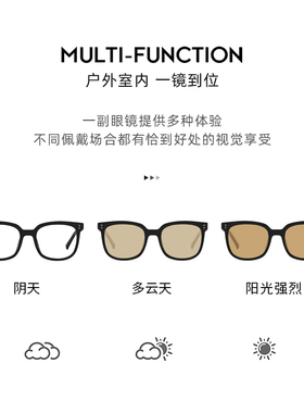 变色黑框眼睛圆脸近视墨镜