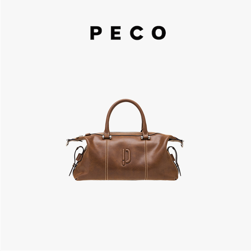 PECO小丑机车包秋冬新款波士顿植鞣油蜡手提单肩休闲百搭斜挎包女,淘宝优惠券,粉丝福利购,淘宝优惠卷