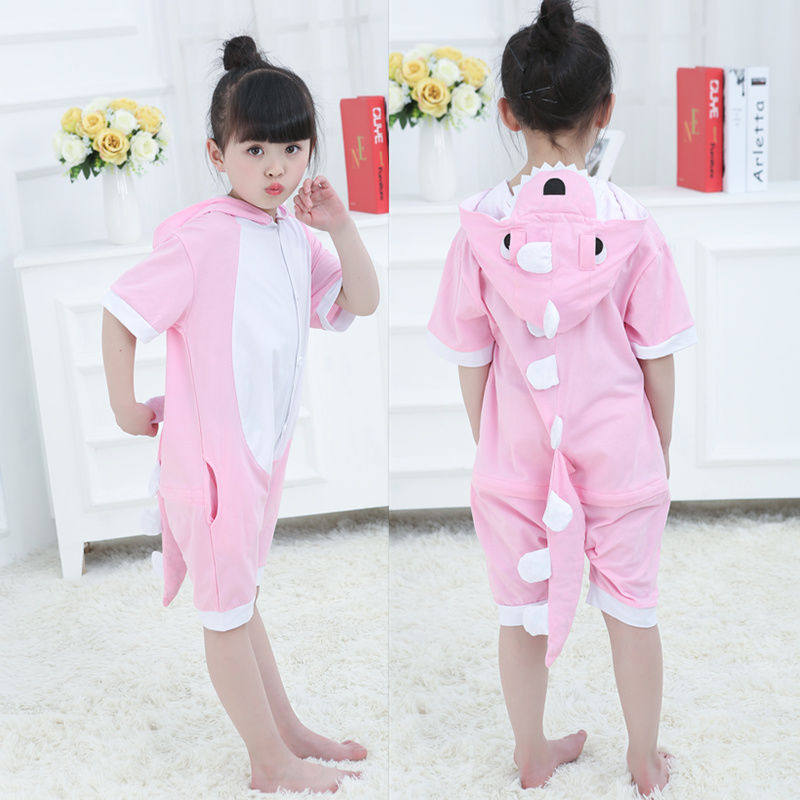 夏季纯棉连体衣小恐龙动物儿童睡衣 花布与她睡衣/家居服套装