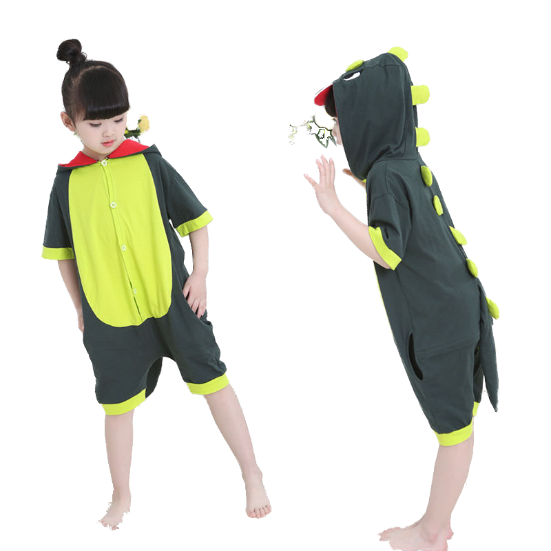 夏季纯棉连体衣小恐龙动物儿童睡衣 花布与她睡衣/家居服套装