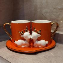 Upscale mouthwash cup Home Ceramic Toothbrushing Cup Light Lavish Couple Tooth Cup Wash Cup Wedding Toothbrush Cup Suit