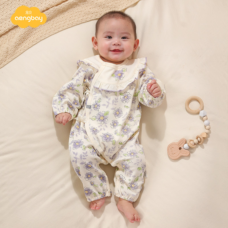 Aengbay新生婴儿衣服0-3月和尚服哈衣春秋季纯棉女宝宝连体衣秋装,淘宝优惠券,粉丝福利购,淘宝优惠卷