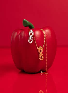 幸运新年礼物双喜项链爱情镂空