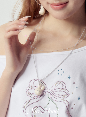 奶糖白兔叠戴项链甜美少女设计