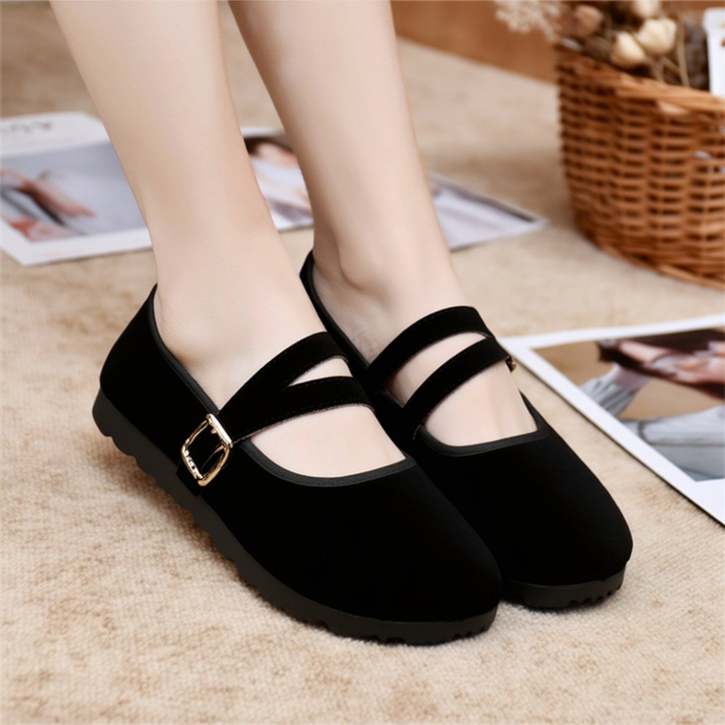 2026春季百搭休闲平底多巴胺豆豆鞋乐福鞋女布鞋透气软底一脚蹬,淘宝优惠券,粉丝福利购,淘宝优惠卷