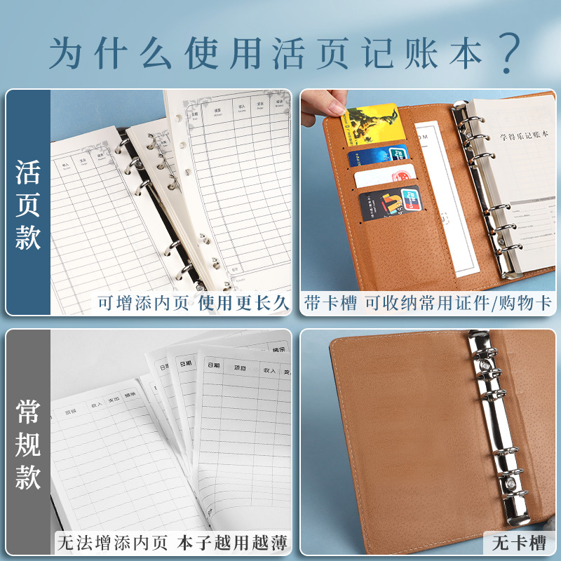 随身记账本活页款每日现金日记账手账本家庭理财生活明细账笔记本子人情往来日式手账花销册女生可爱儿童记账-图2