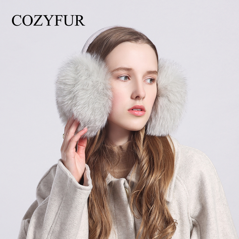 Cozyfur四面狐狸毛耳罩2023冬季保暖皮草耳包护耳毛绒耳捂可调节-图2