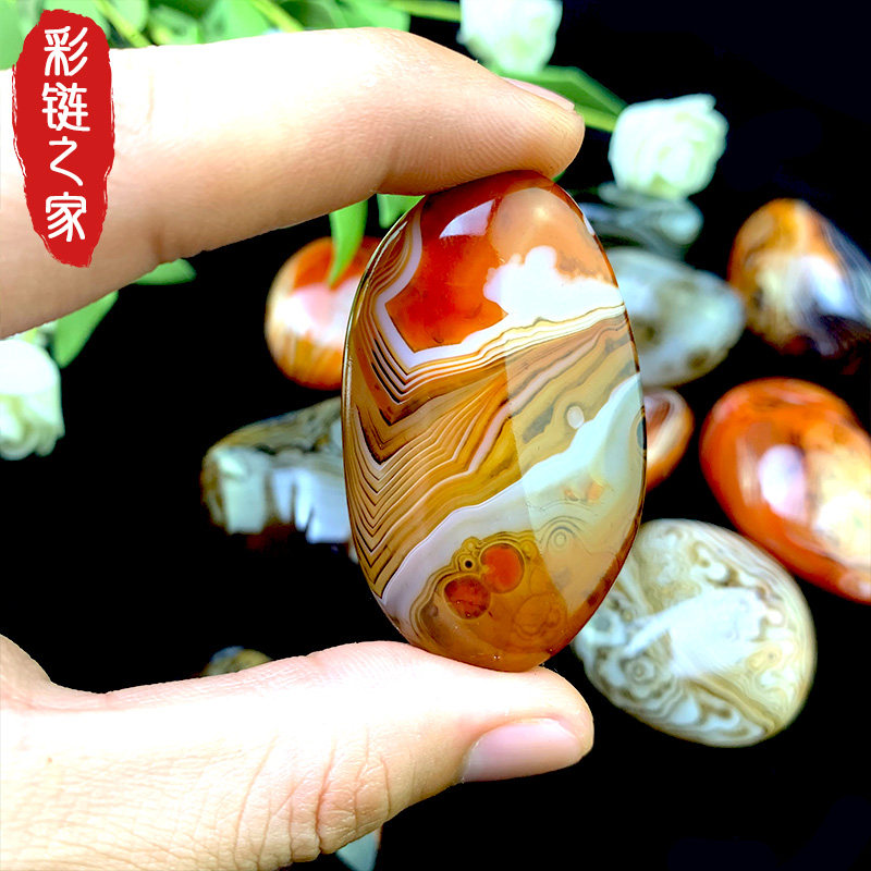 天然条纹缠丝玛瑙原石奇石精品古典 彩链之家摆件