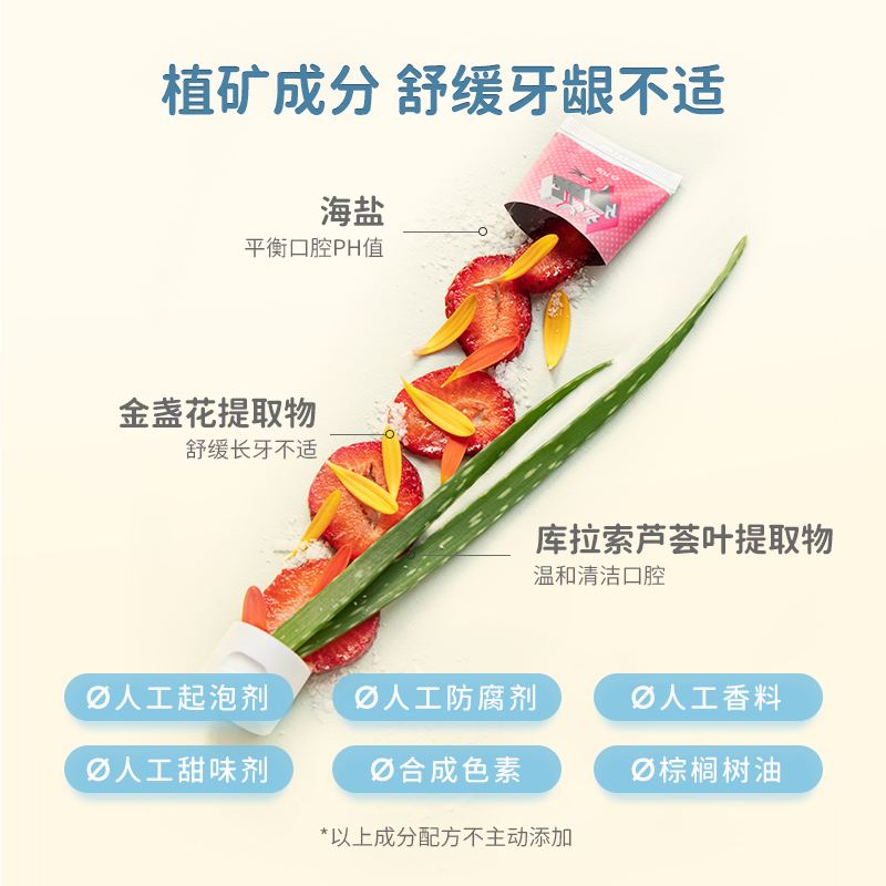 grin儿童牙膏婴儿宝宝含氟可防蛀