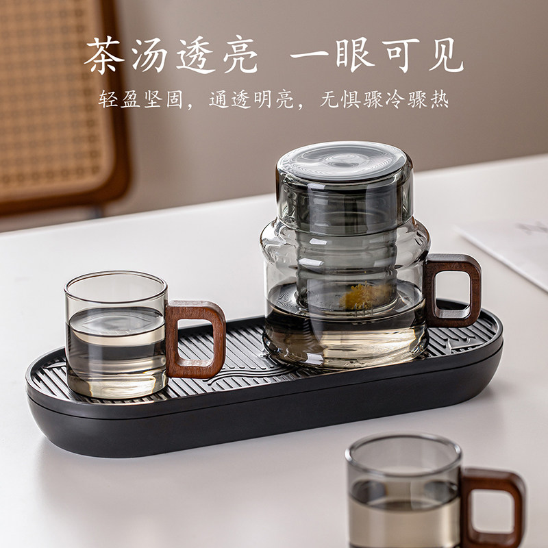 Dundun pot travel tea set portable storage glass tea cold kettle with lid tea cup outdoor quick tea pot