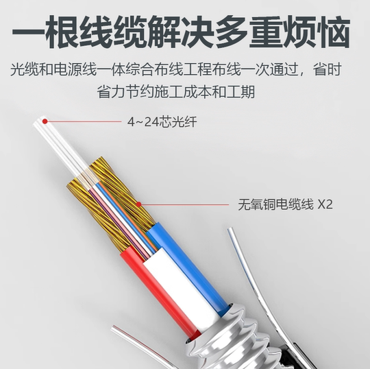 Composite optical cable outdoor armored optical fiber power integrated line