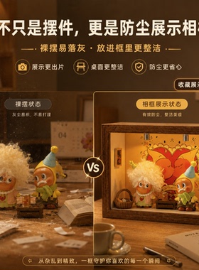星星人怦然心动盲盒手办展示盒diy造景带灯防尘收纳相框桌面摆件