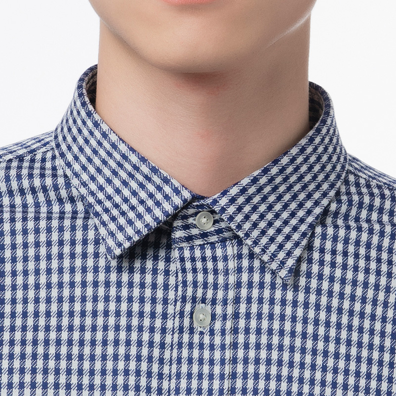 鲁泰CVC抗皱长袖衬衫男格子商务休闲中青年衬衣 - 图2