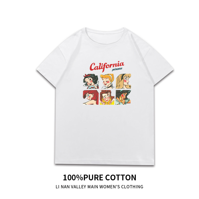 纯棉2024夏季新款美式复古短袖t恤女大码上衣胖mm四5人闺蜜姐妹装