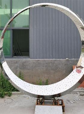 大型不锈钢定制镜面抽象喷雾圆环户外景观园林艺术水景摆件雕塑