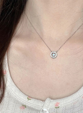 srrmhyn蓝色锆石吊坠项链女