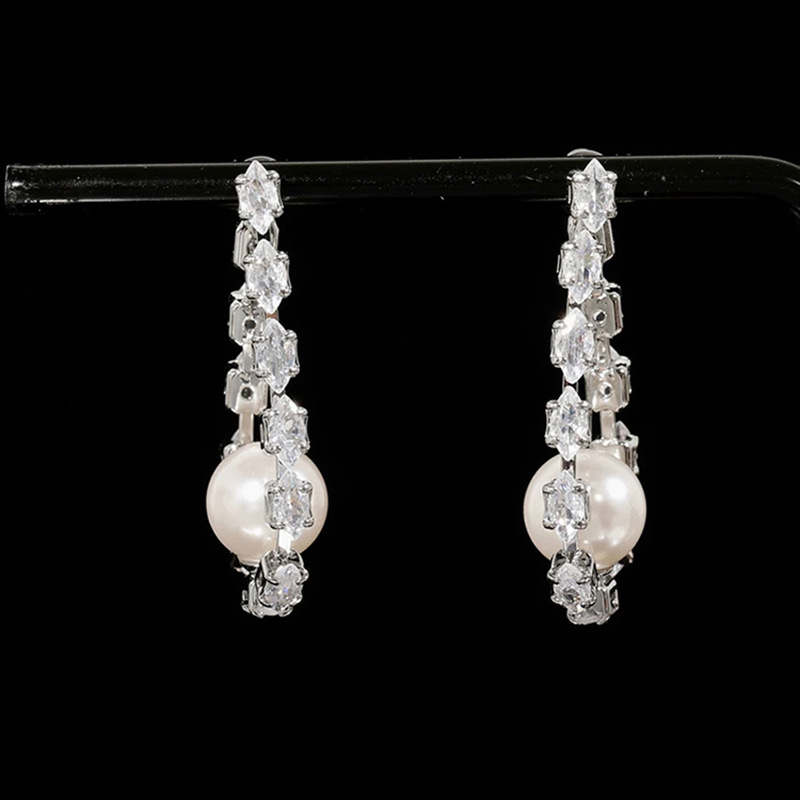 srrmhyn银锆石珍珠链条耳环时尚2023年新款耳坠小众手艺品,淘宝优惠券,粉丝福利购,淘宝优惠卷