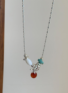 飞鸟集天然石串珠项链女