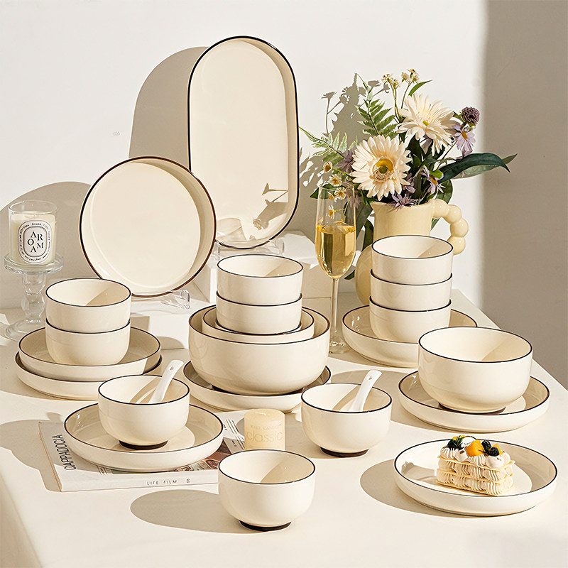 釉下彩碗碟套装家用2026新款高颜值景德镇陶瓷餐具碗盘筷乔迁新居