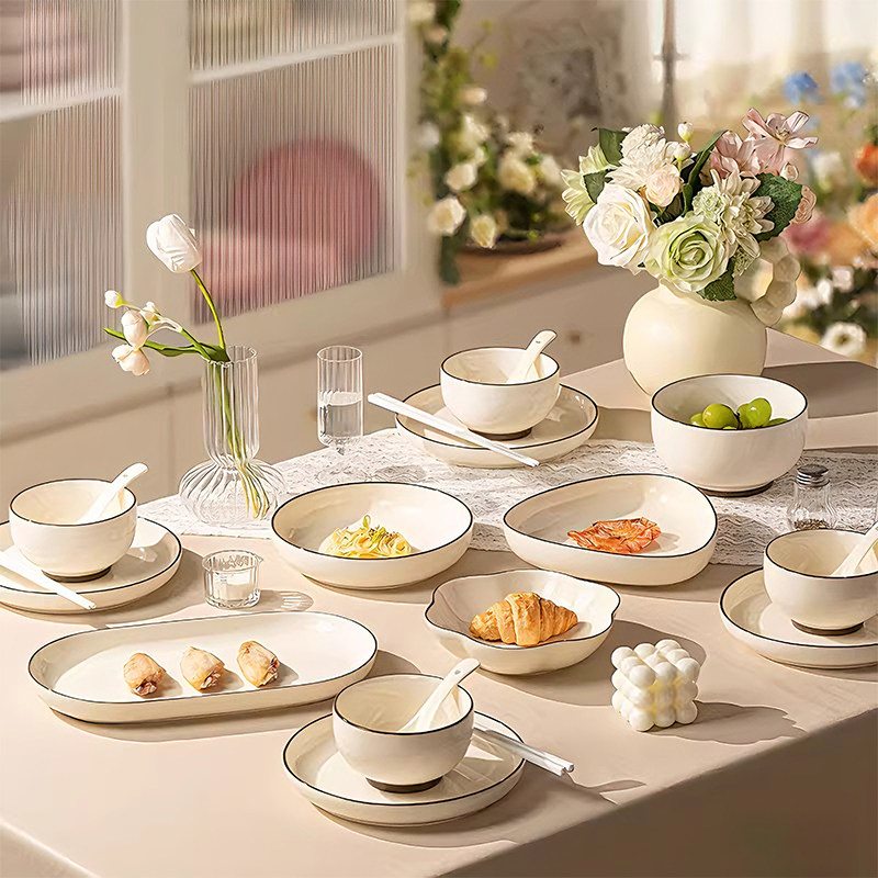 釉下彩碗碟套装家用2026新款高颜值景德镇陶瓷餐具碗盘筷乔迁新居