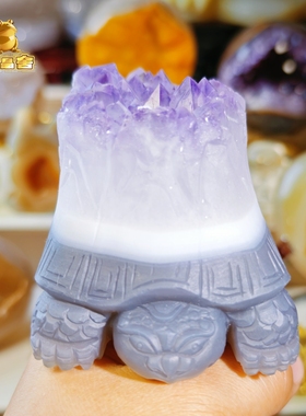 灵蟾晶舍Ｉ白紫水晶乌龟（三重能量叠加：得财＋健康＋遇贵）
