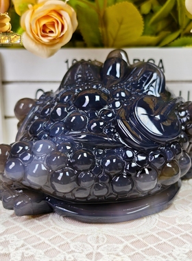 灵蟾晶舍｜紫气东来扶摇直上｜稀有天然蓝绿玛瑙紫水晶金蟾摆件36