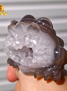 灵蟾晶舍｜财富流量｜天然玛瑙水晶金蟾摆件招财聚财赚钱装饰145