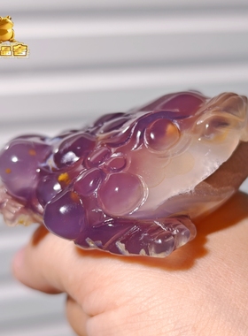 灵蟾晶舍｜财富密码｜天然玛瑙水晶金蟾摆件招财聚财赚钱装饰146