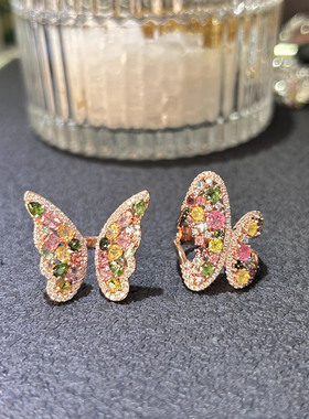 巨好看的满钻仙气蝴蝶戒指女