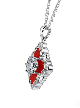 S925纯银莫桑钻四叶草项链女