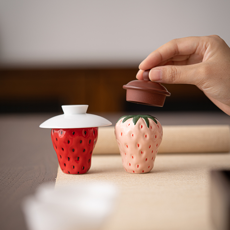 记今朝《草莓》紫砂壶盖置 盖碗壶盖托 茶具用品茶道配件茶盘摆件 - 图3