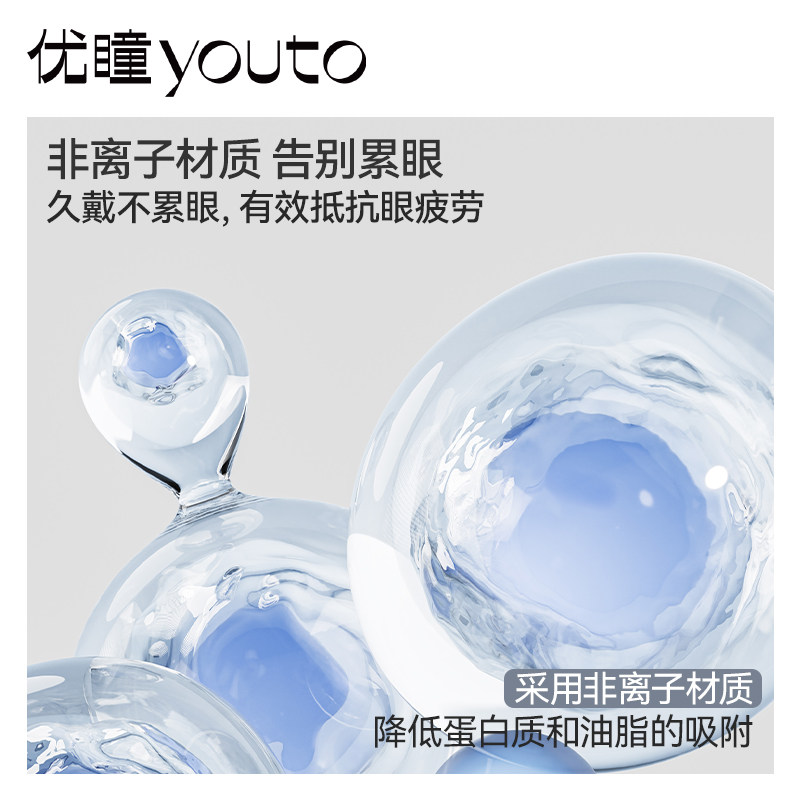 【熊猫半年抛】优瞳隐形眼镜保湿近视透明高清水润2片装