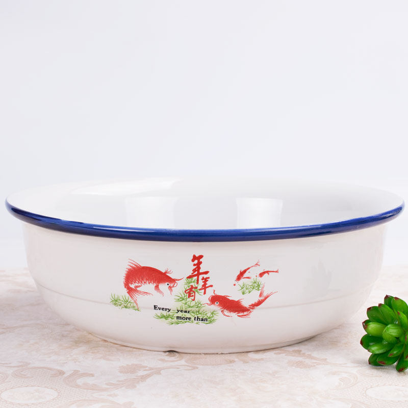 和面盆陶瓷揉面盆家用大号加厚瓷盆圆形粗陶盆瓦盆老式手工发面盆