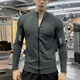 New autumn men's stand-up collar stretch cycling suit sun protection long-sleeved fitness clothes sports running zipper top