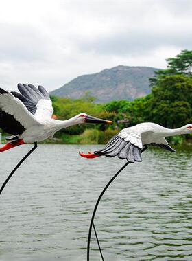 仿真白鹳雕塑水池塘庭院装饰户外仙鹤摆件玻璃钢园林景观白鹭模型
