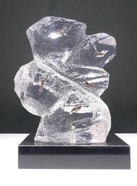 现代透明石头树脂雕塑桌面摆件客厅样板房酒店玄关软装饰工艺礼品
